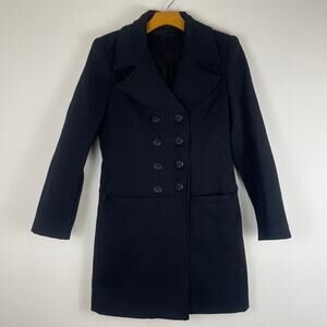 Vintage Janet Howard lightly padded black coat wool and spandex blend size 6